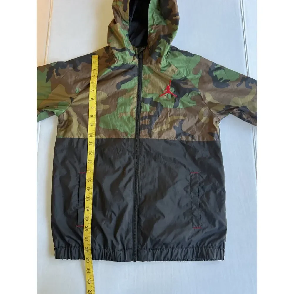 Air Jordan Jumpman Camo Full Zip Windbreaker Jacket Youth L (12-13) Hooded Retro